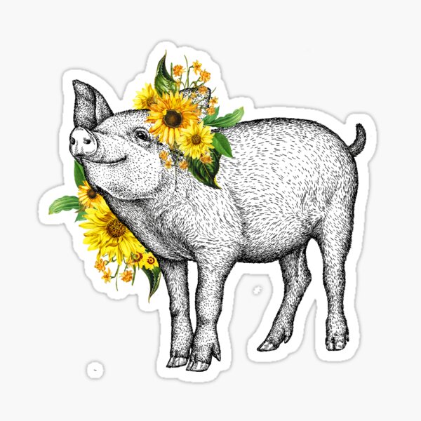 Cute Sunflower Pig Sticker