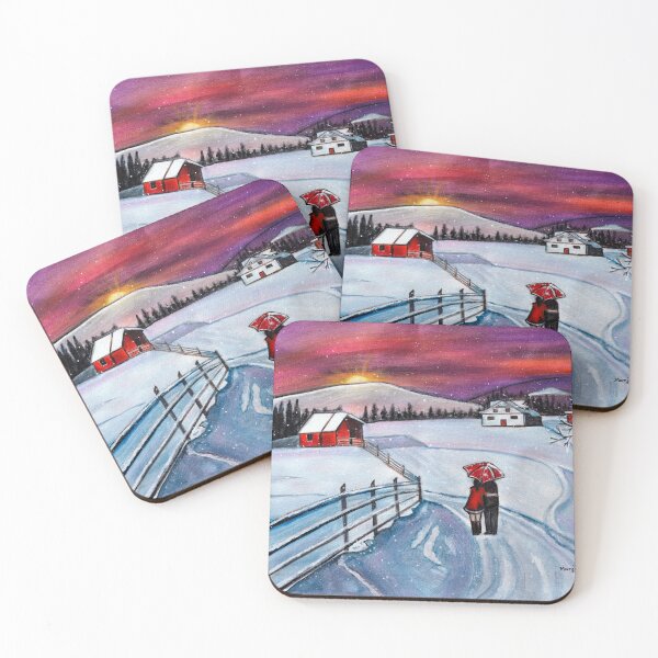 Item preview, Christmas romance in the snow acrylic winter painting designed and sold by artbymanjiri.