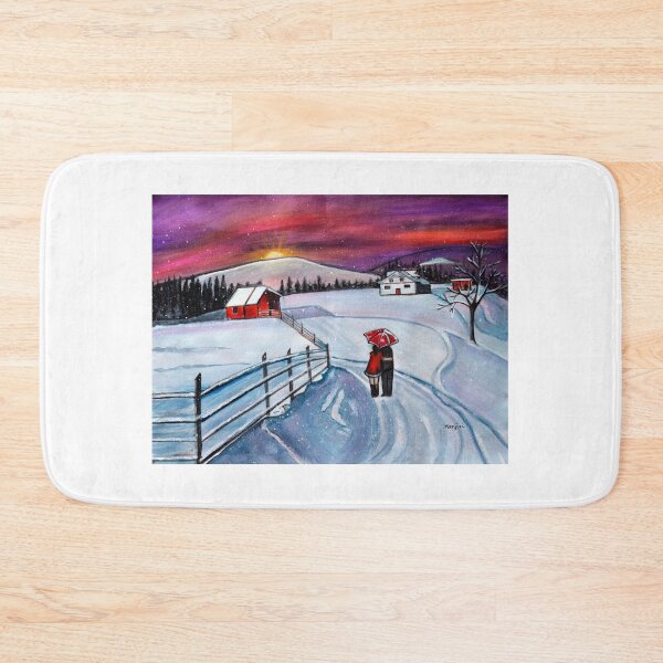 Item preview, Christmas romance in the snow acrylic winter painting designed and sold by artbymanjiri.