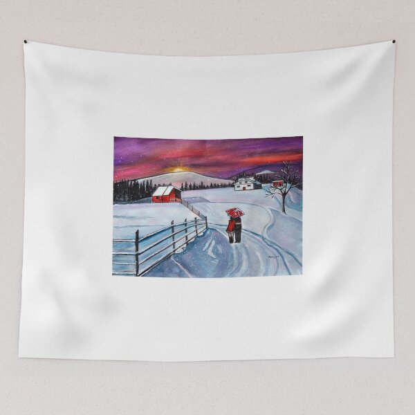 Item preview, Christmas romance in the snow acrylic winter painting designed and sold by artbymanjiri.