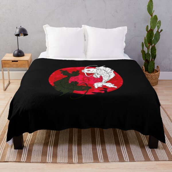 Aperçu de l'œuvre Koi Fish Ying Yang en noir créée et vendue par OrganicCharm.
