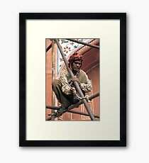 Building scaffolding in Delhi, India Framed Print