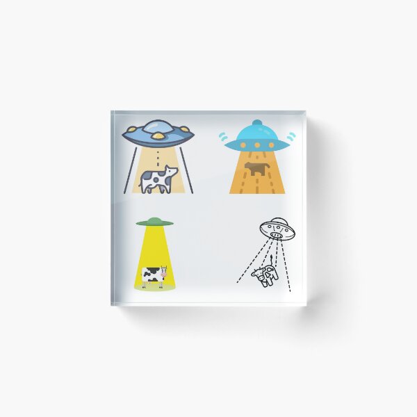 Item preview, Cartoon Unidentified Flying Object Abducting A Cow, Extraterrestrial UFO Sticker Pack designed and sold by Black11Flamingo.