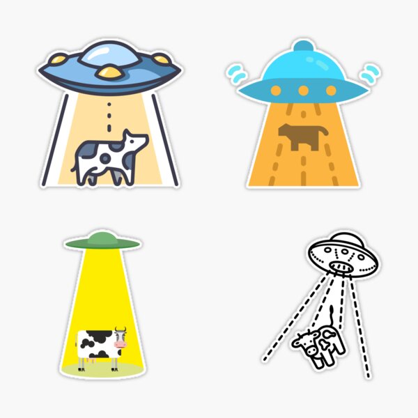 ufo sequestrando uma silhueta de vaca. nave espacial alienígena, adesivo de  desenho animado de objeto voador desconhecido futurista isolado em fundo  azul escuro. ilustração vetorial plana 6138912 Vetor no Vecteezy