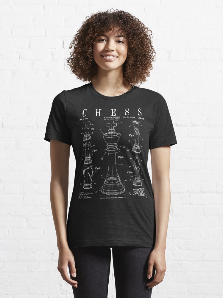 Discover Chess King And Pieces Old Vintage Patent Drawing Print | Essential T-Shirt