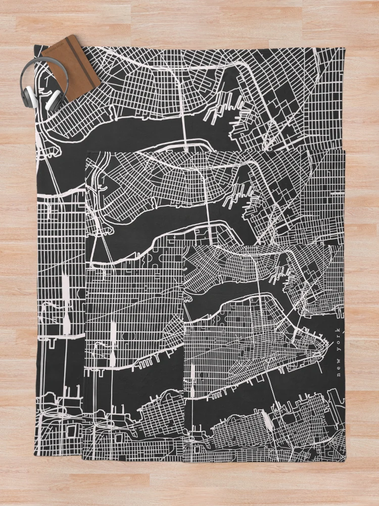 Thumbnail 5 of 6, Throw Blanket, New York Map designed and sold by RuumService.