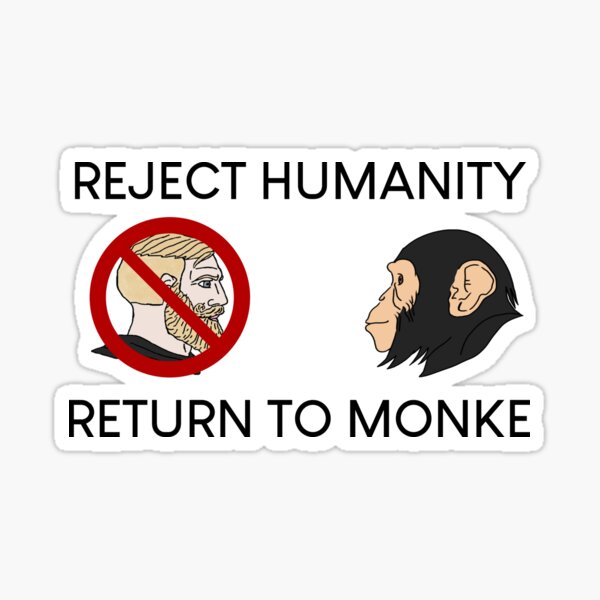 Vista previa del artículo con la obra «Rechaza la humanidad Vuelve a Monke», diseñado y vendido por UncleApo.