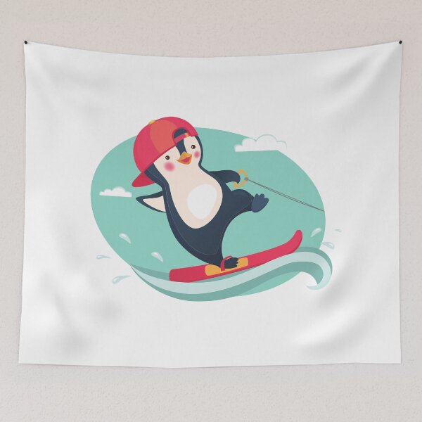 Item preview, Cute Penguin Water Skiing Adventure Sports Waterboarding designed and sold by treasure-crafts.