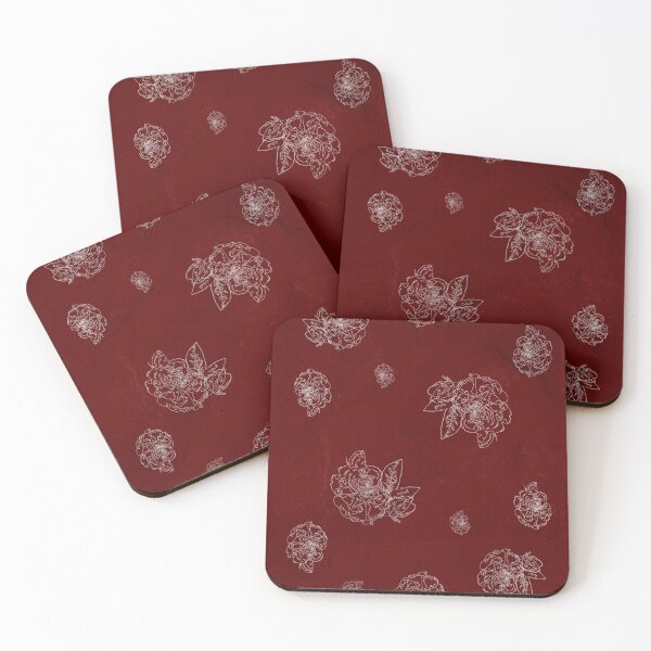 Item preview, Witchcraft Red and White Floral Pattern - Line Art - Grained Texture designed and sold by norandesign.