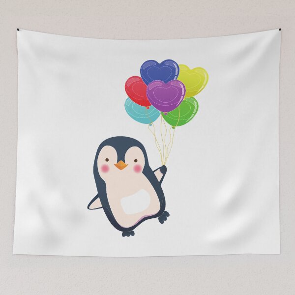 Item preview, Romantic Penguin Heart Balloons Winter Love designed and sold by treasure-crafts.