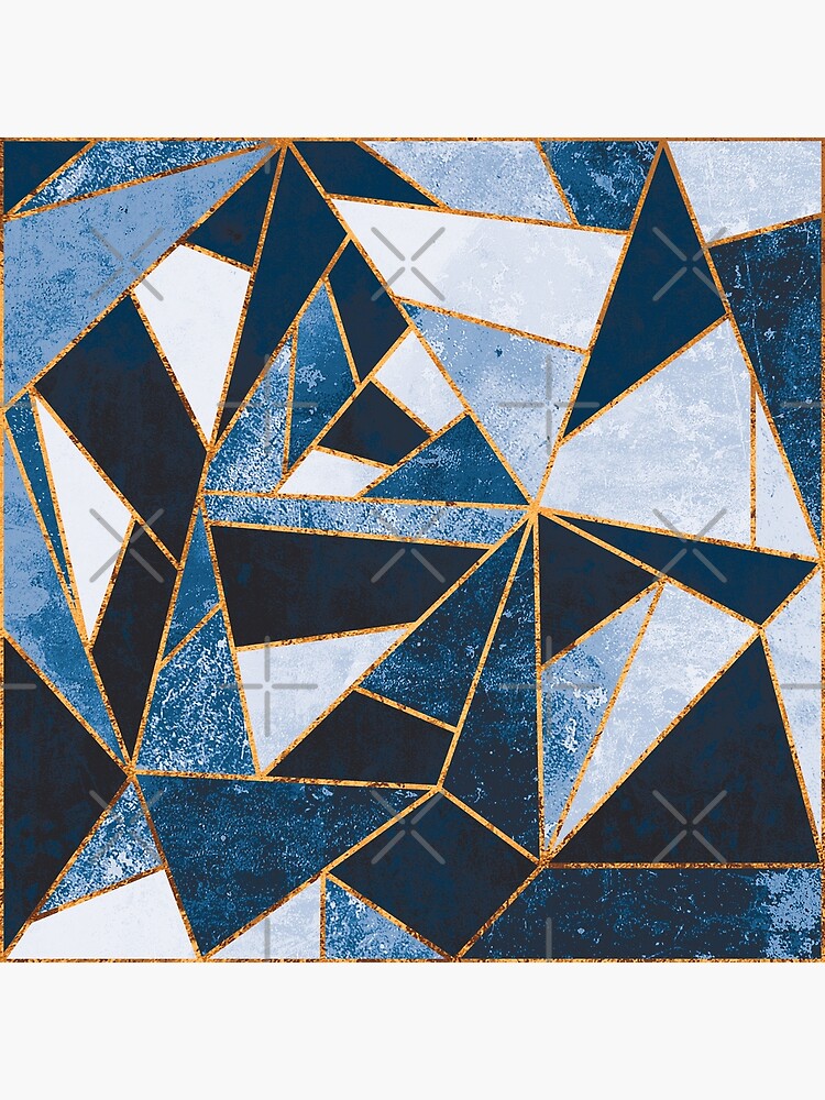 "Sapphire Blue and Gold Minimalist Abstract Art" Poster by speckled