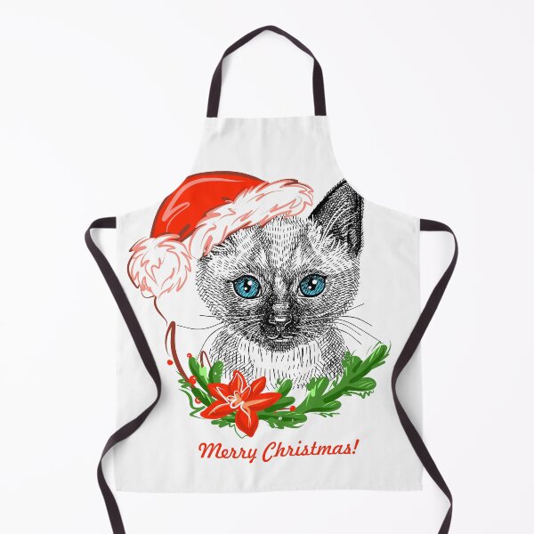 Item preview, Siamese kitten in a Christmas hat. designed and sold by Mankaanna.