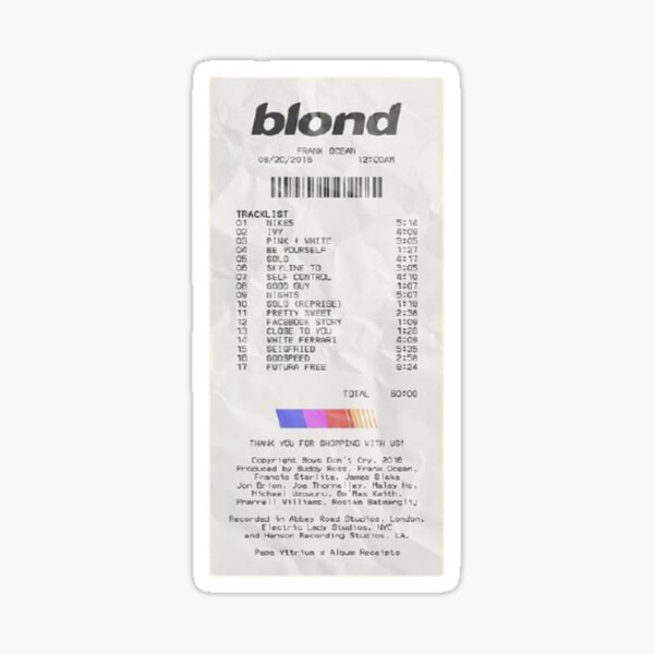 Item preview, blond frank ocean album receipt designed and sold by stickersbyro ☆.