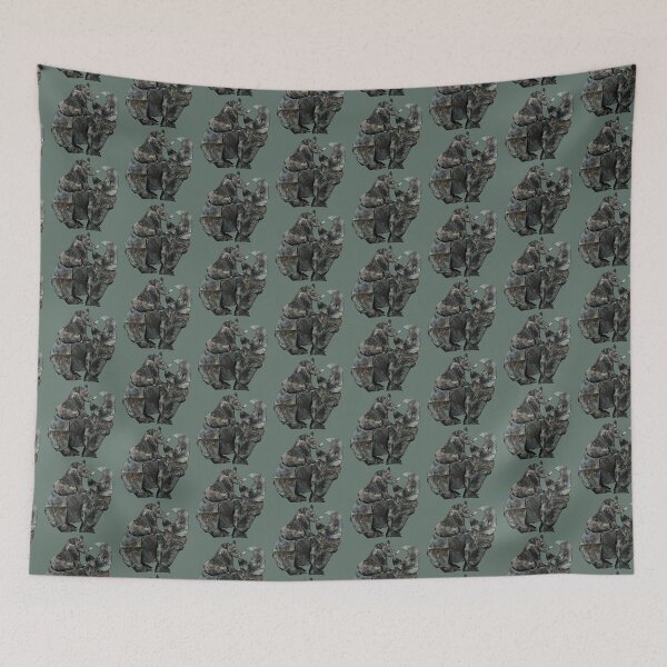 Item preview, Proud Rhino with cub on her back designed and sold by Ruud van Koningsbrugge.