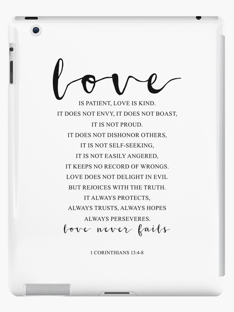 Coque Et Skin Adhesive Ipad L Amour Est Patient L Amour Est Bon 1 Corinthiens 13 4 8 Verset De La Bible Decor De Mariage Cadeau D Anniversaire Par Aenaonartwork Redbubble