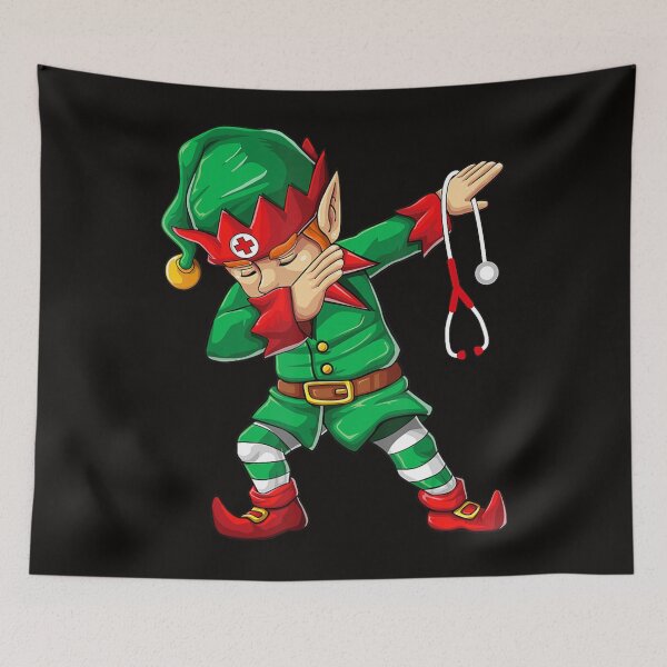 Item preview, Dabbing Elf Christmas Scrub Tops Women Funny Nurse designed and sold by KendraHenke.
