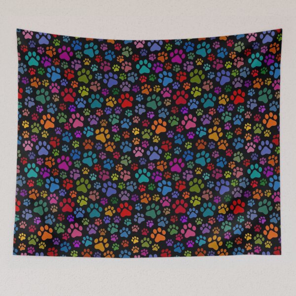 Item preview, Multicoloured Cat Paws on Dark blue designed and sold by AxeLeon Patterns.