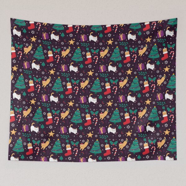 Item preview, Christmas tree and Cat Pattern designed and sold by Creativenetic.