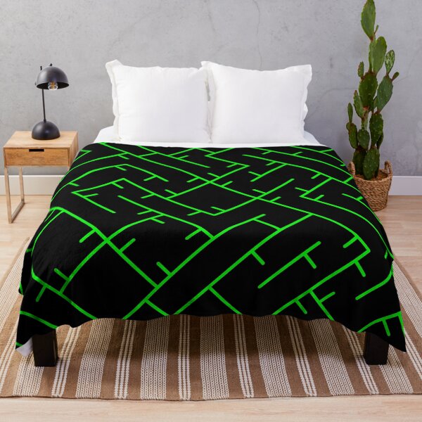 Green Line Pattern | Truchet Pattern | Illustration | cool | modern art | abstract art | simple Throw Blanket