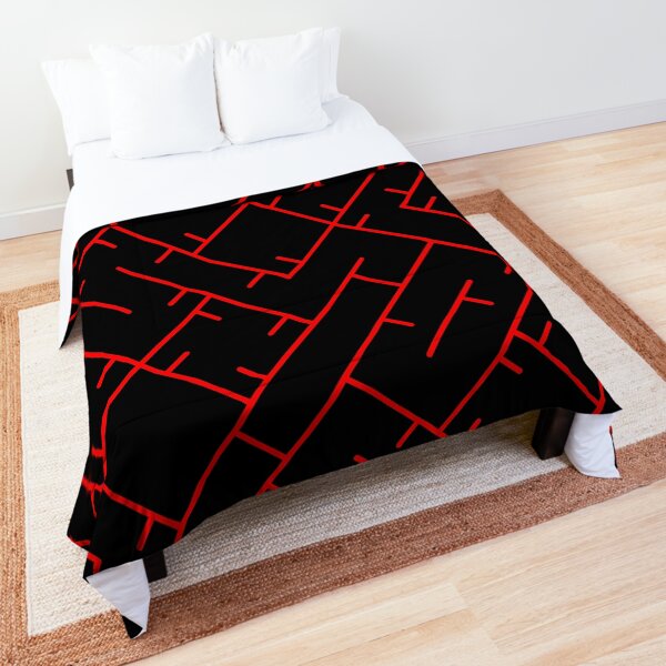 Red Line Pattern | Truchet Pattern | Illustration | cool | modern art | abstract art | simple Comforter