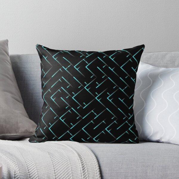 Turquoise Line Pattern | Truchet Pattern | Illustration | cool | modern art | abstract art | simple Throw Pillow