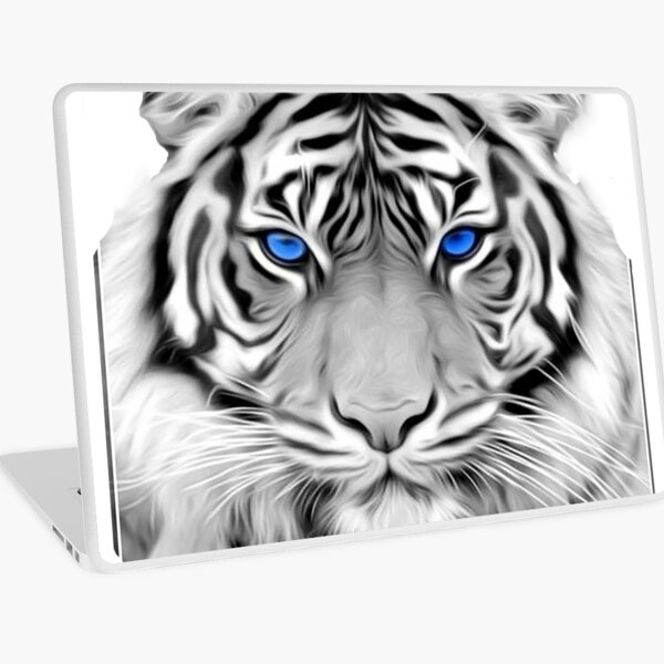 White Tiger with blue eyes Laptop Skin