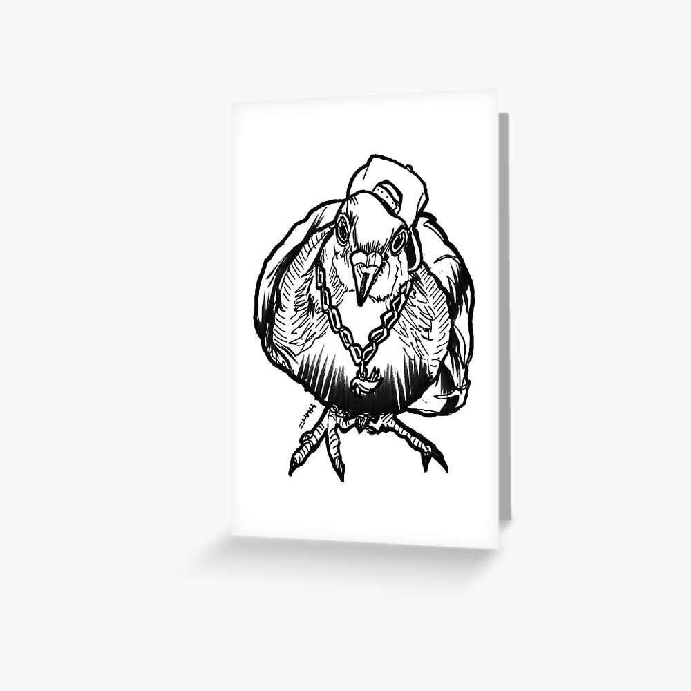 Homie Pigeon (Black & White) RedBubbleArtParty Greeting Card