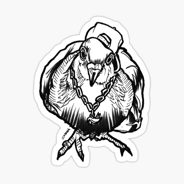 Homie Pigeon (Black & White) RedBubbleArtParty Sticker
