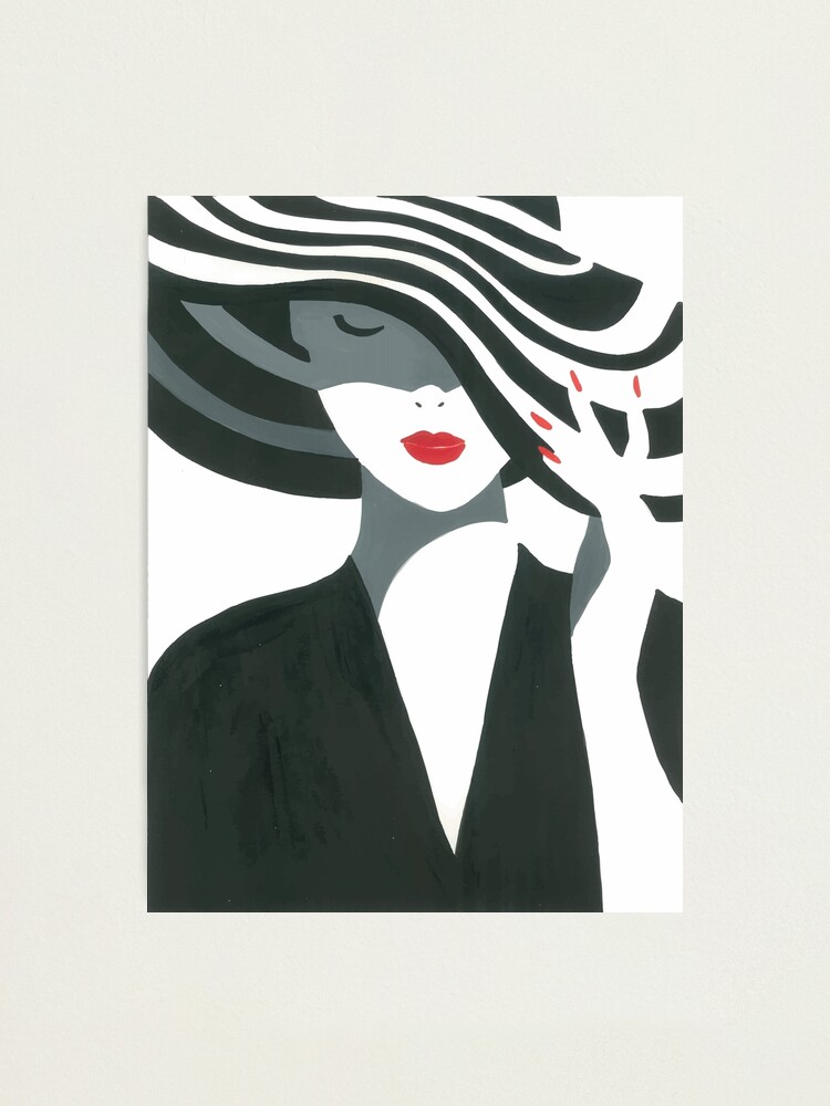 Impression photo « Femme d'art en ligne avec chapeau | Impression d'art |  Dessin au trait femme | Femme au chapeau art mural | Femme de dessin au  trait minimal », par Modern-Artwork | Redbubble