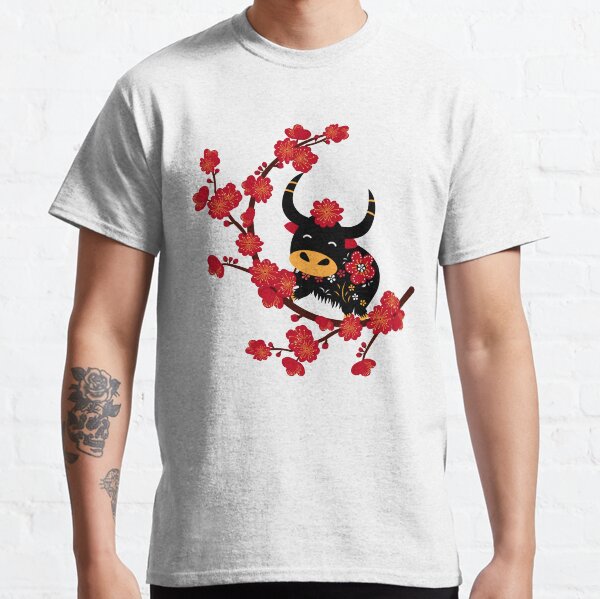 Retro Chinese New Year of Ox and Plum Blossom Classic T-Shirt