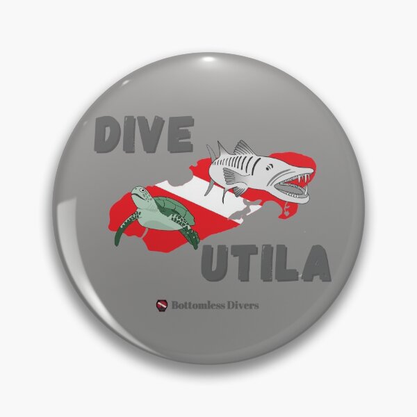 Item preview, Dive Utila Barracuda and Turtle with Grey Font designed and sold by BottomlessDiver.