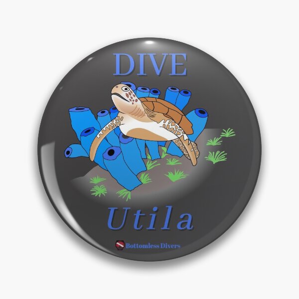 Item preview, Dive Utila Turtle with Blue Coral and Font designed and sold by BottomlessDiver.