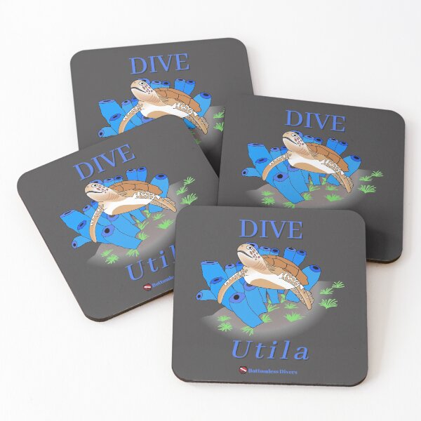 Item preview, Dive Utila Turtle with Blue Coral and Font designed and sold by BottomlessDiver.