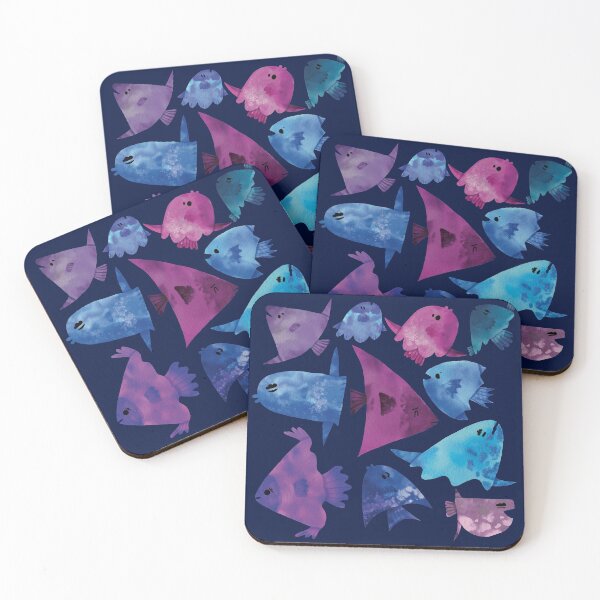 Item preview, Cute Blue and Purple Watercolor Mola Mola Sunfish designed and sold by TheRainbowRoom.