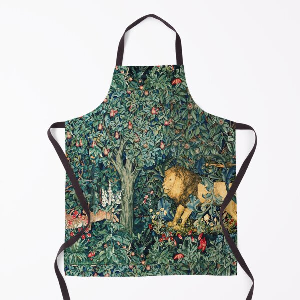 Item preview, GREENERY, FOREST ANIMALS Lion and Hares Blue Green Floral Tapestry designed and sold by BulganLumini.