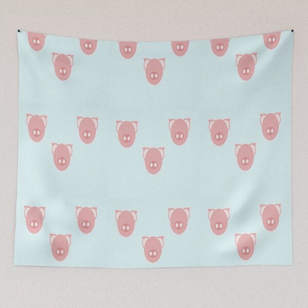 Item preview, Pink piglets on blue designed and sold by tetibright.