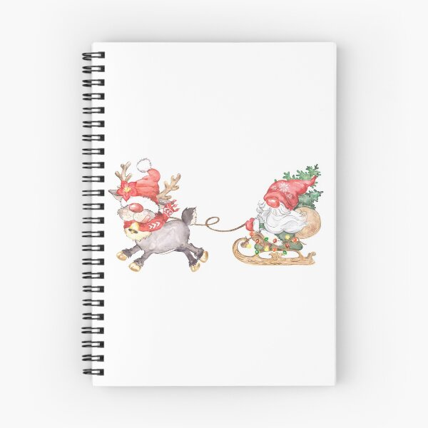 Aperçu de l'œuvre Gnome Christmas Little Red Cute Gnome Riding Sleigh avec cadeau de bébé cerf créée et vendue par MiscelChr.