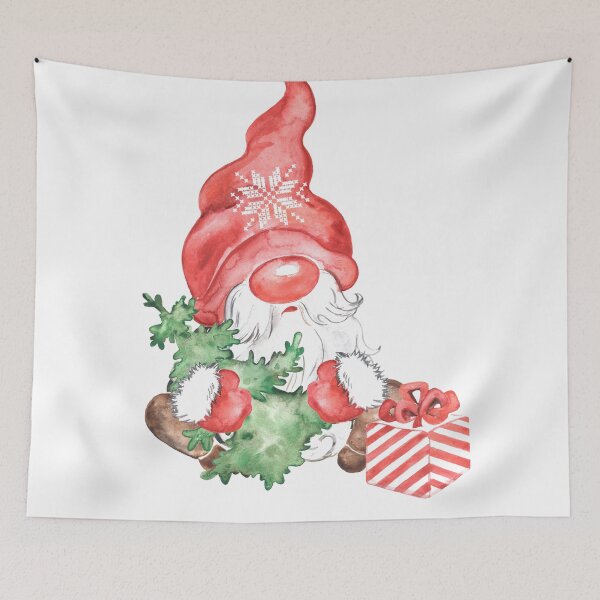 Aperçu de l'œuvre Gnome Noël Petit Gnome Rouge Mignon Assis Avec Des Cadeaux créée et vendue par MiscelChr.