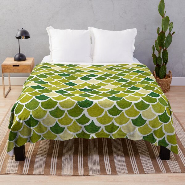 Item preview, Watercolor Mermaid Scales - Lime Green designed and sold by monitdesign.