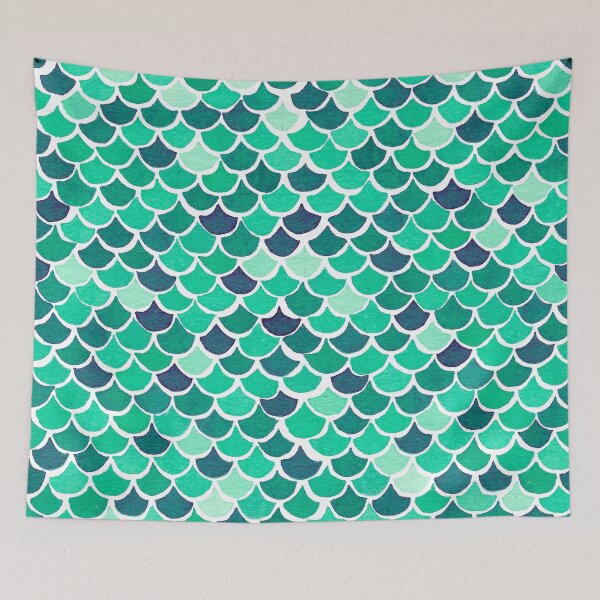 Item preview, Watercolor Mermaid Scales - Mint Green designed and sold by monitdesign.