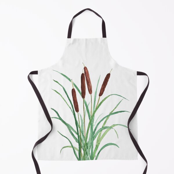 Item preview, hand painted cattails plants watercolor painting green and brown designed and sold by ColorandColor.
