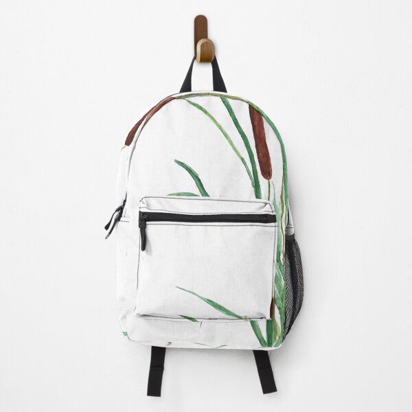 Item preview, hand painted cattails plants watercolor painting green and brown designed and sold by ColorandColor.