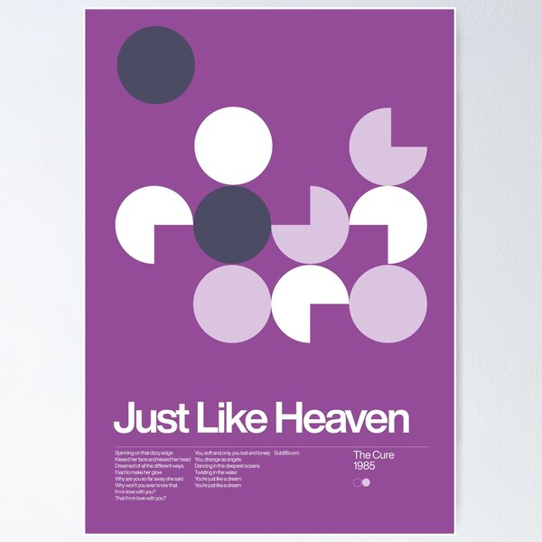 The Cure - Just Like Heaven - 1985, New Wave song Minimalistic Swiss Graphic Design Poster Print Poster