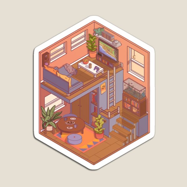 Small Isometric Apartment Magnet