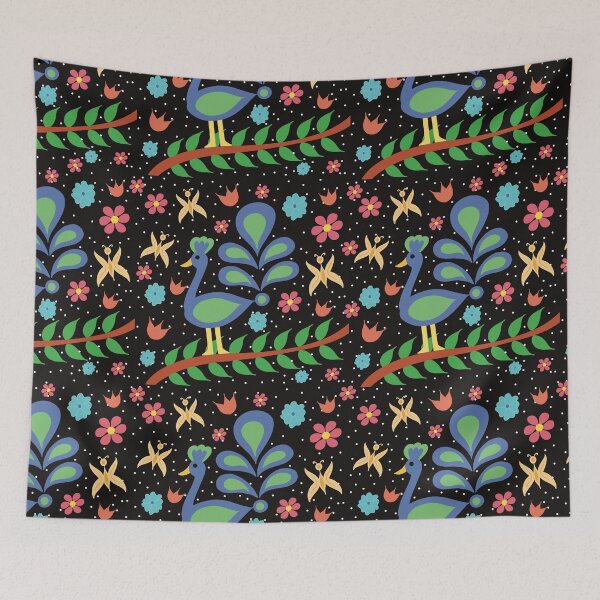 Item preview, Peacock floral pattern designed and sold by Priyanka Parikh.