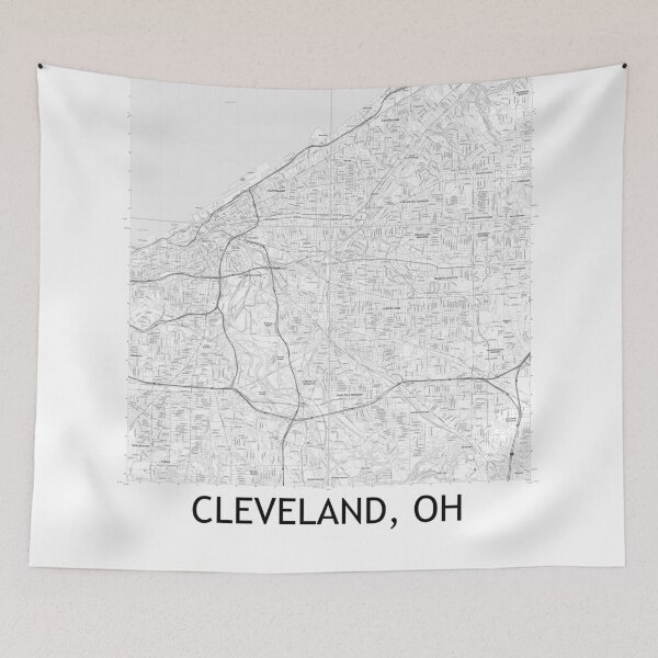Item preview, Cleveland, OH Quad Topographical Map Black & White designed and sold by PGHPhotoCo.