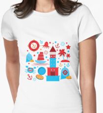 Sea and pirate icons Women's Fitted T-Shirt