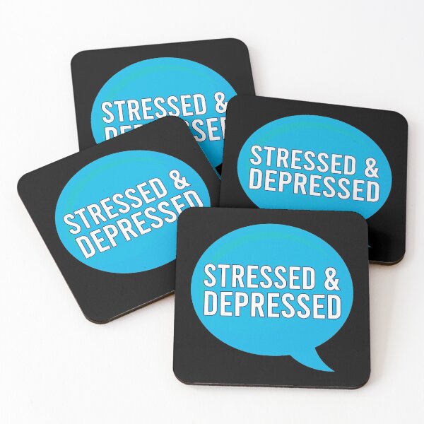 Item preview, Stressed and Depressed, Blue Bubble speech designed and sold by stickmeok.