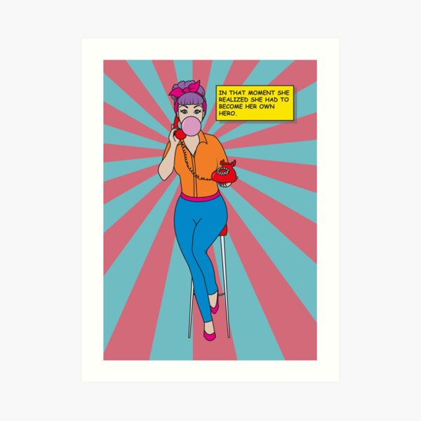 Become your own hero - red striped Art Print
