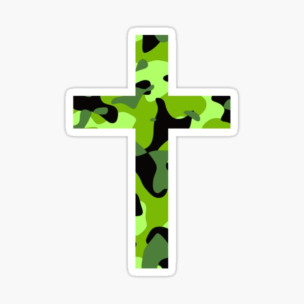 Christian Cross In A Classic Camo Design Sticker for Sale by